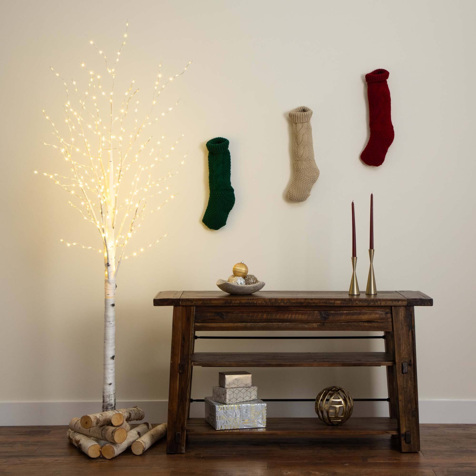 7ft. Pre-Lit White Birch Artificial Christmas Tree, Warm White LED Lights